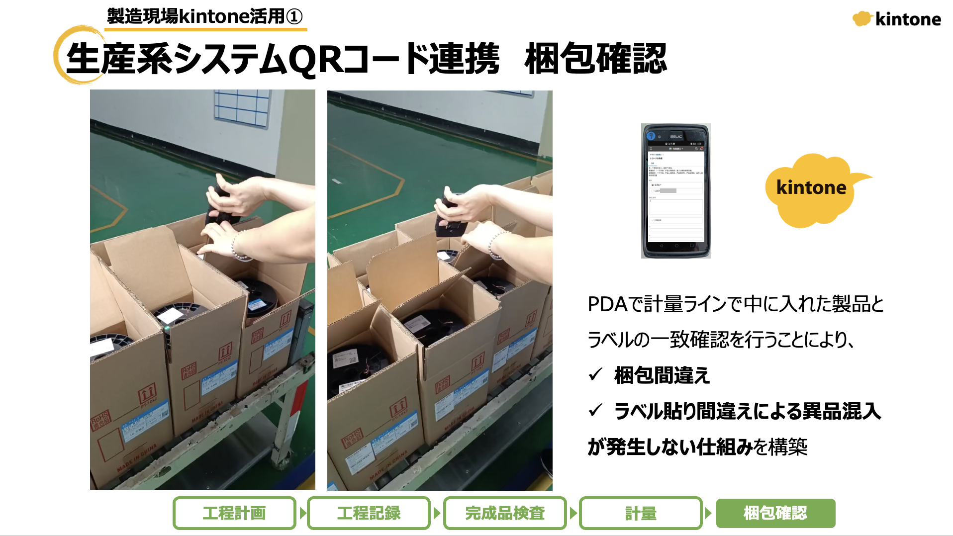 生産系システムQRコード連携 梱包確認